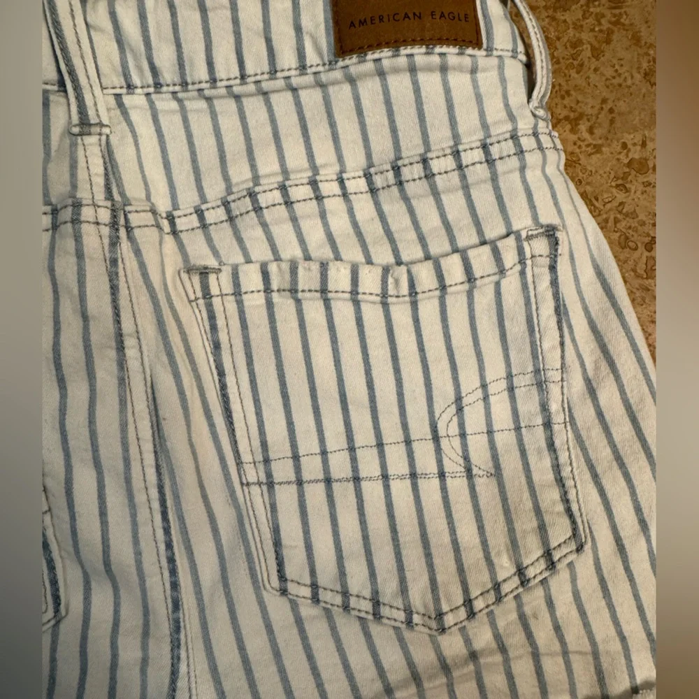 American Eagle High Waisted Striped Denim Short Short